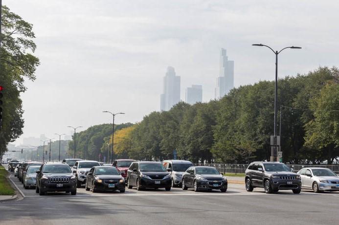 Chicago traffic at an intersection in 2019.