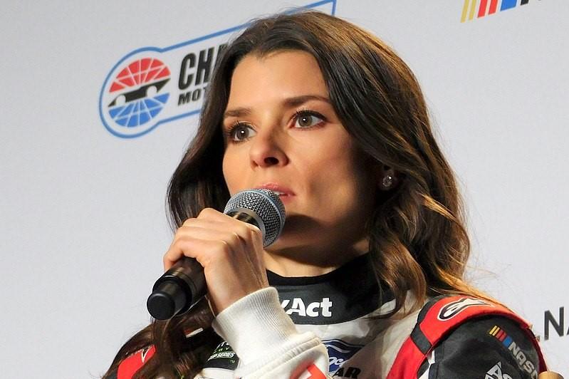 Danica Patrick speaks at a press conference.
