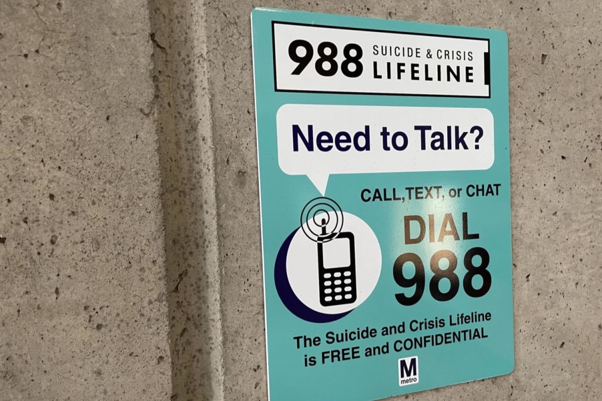 national 988 suicide mental health crisis line sign 