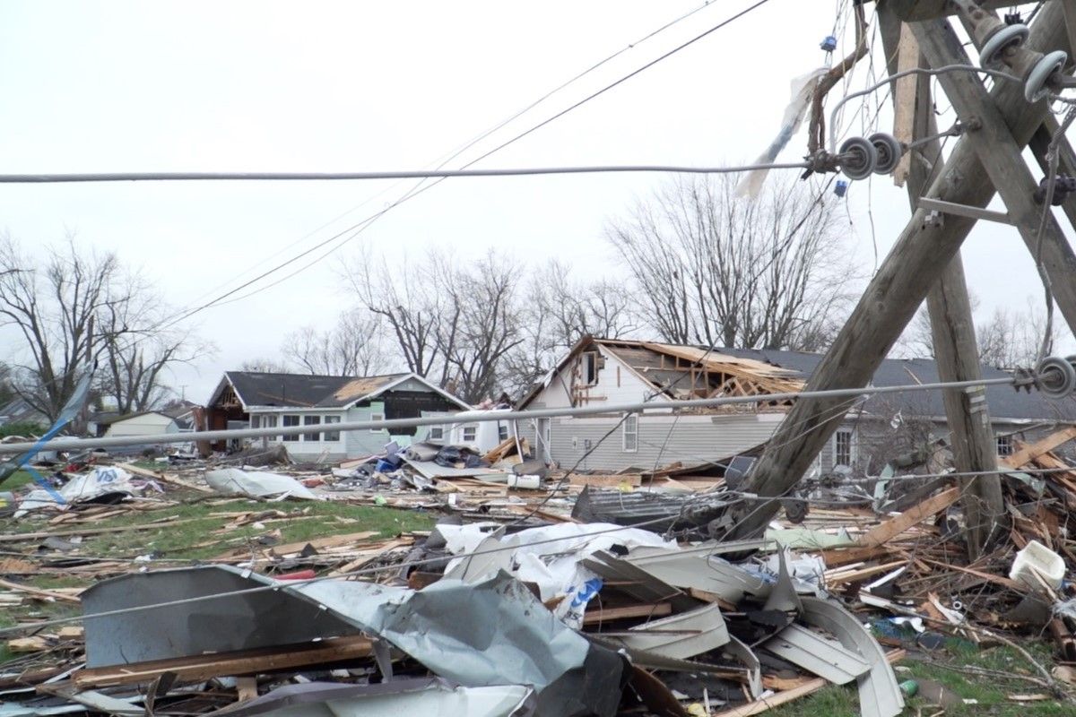 tornado damage from March 2024 in Winchester Indiana