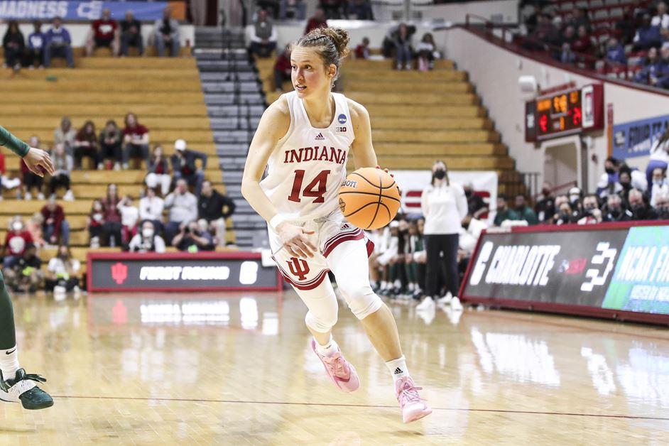 Indiana's Ali Patberg drives against Charlotte in an NCAA tournament game Saturday.