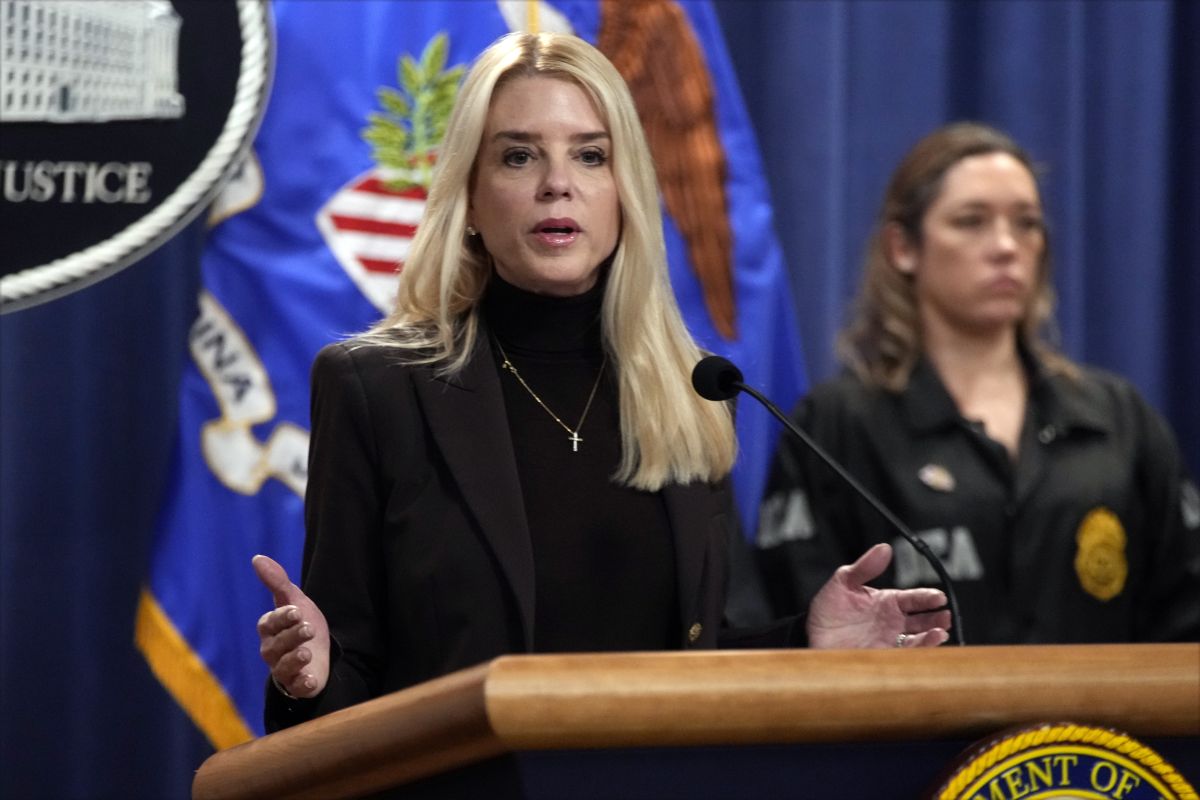 AP OK - Attorney General Pam Bondi speaks at a news conference regarding immigration enforcement at the Justice Department, Wednesday, Feb. 12, 2025, in Washington.