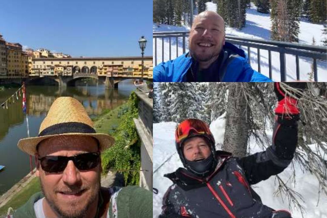 Ben Jackson in vacation photos retrieved from his Facebook page, alleged to have been paid for with a Columbus Township business card.