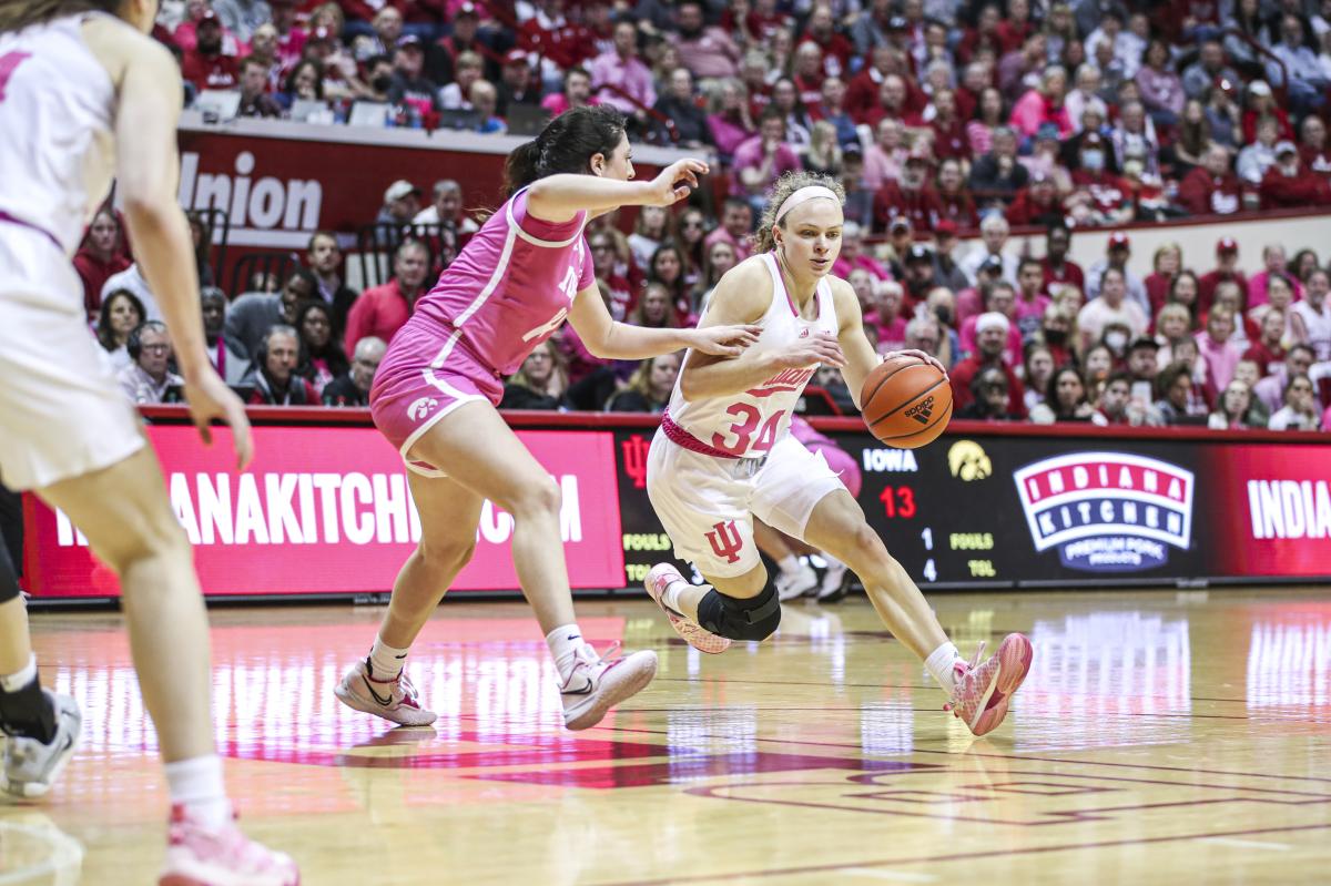 Indiana's Grace Berger plays against Iowa