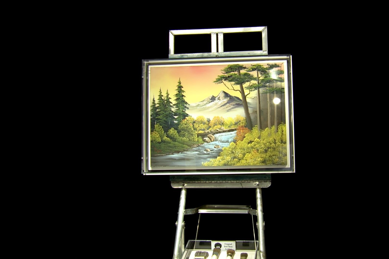 A painting at the Bob Ross exhibit in Muncie.