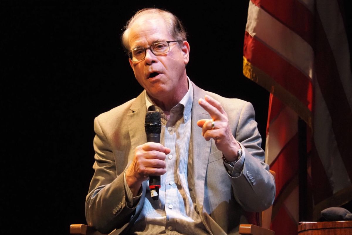 U.S. Sen. Mike Braun speaks at a January governor’s forum.