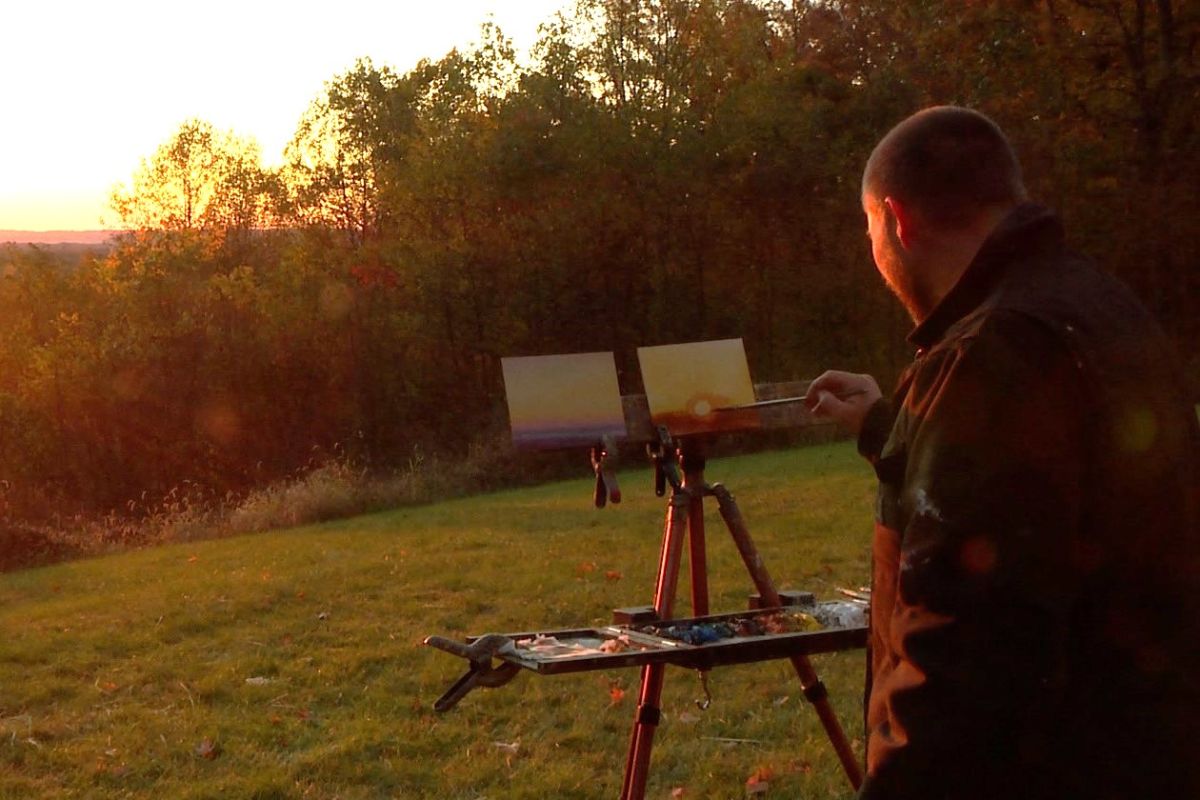 Justin Vining painting at Brown County State Park