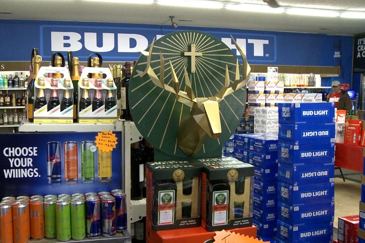 Bud Light on display at a liquor store.