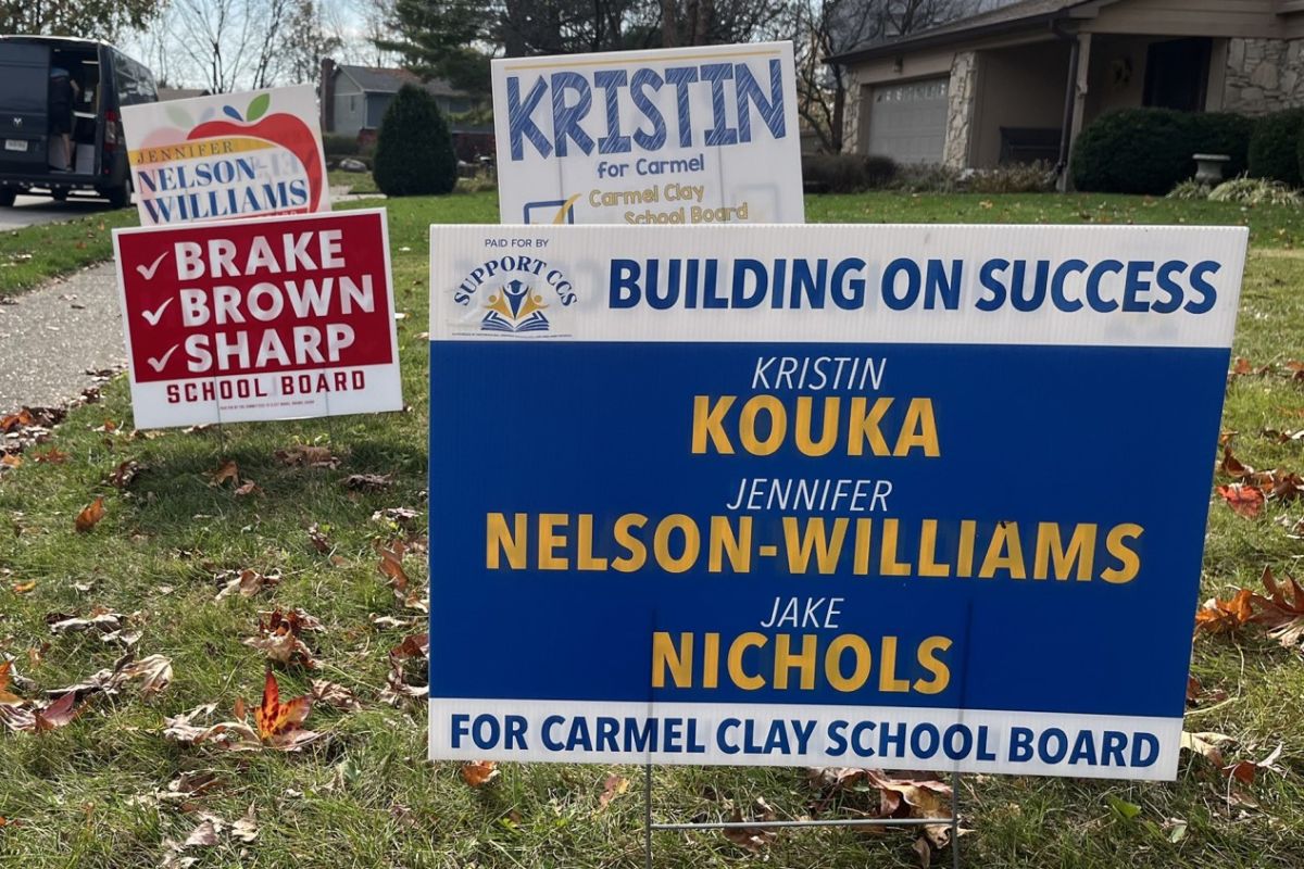 School board candidate signs from the 2022 general election in Hamilton County.