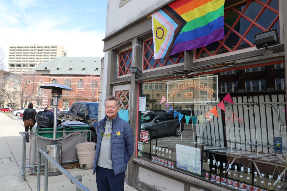 David Andrichik, owner of the Chatterbox Tavern, stands out front of his business.