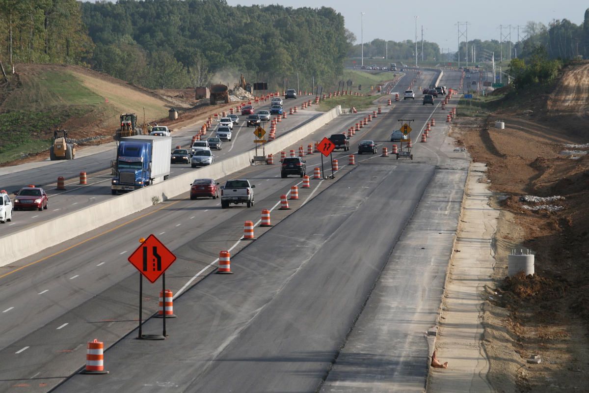A stock image of interstate/highway construction.