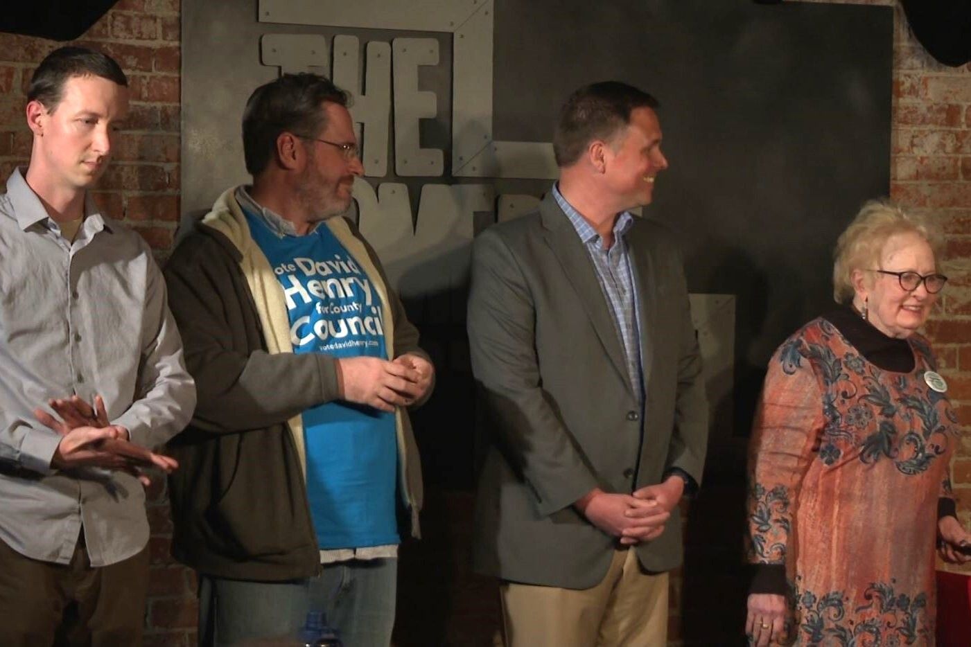 From left: Matt Caldie, David Henry, Trent Deckard and Cheryl Munson. Monroe County council candidates met for a forum targeted toward youth voters March 20, 2024, at The Comedy Attic in Bloomington.
