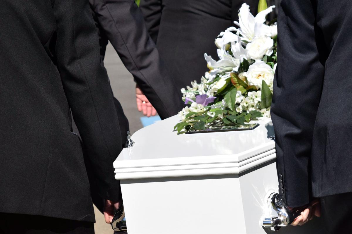 Funeral procession casket coffin