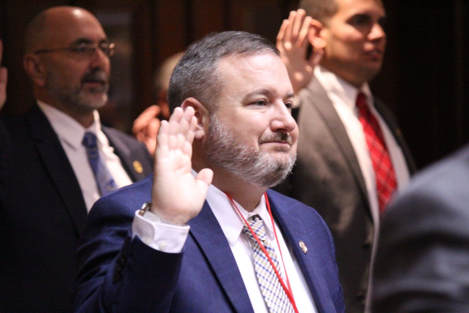  Resolution author Rep. Dave Hall, R-Norman, is sworn in November 2022.