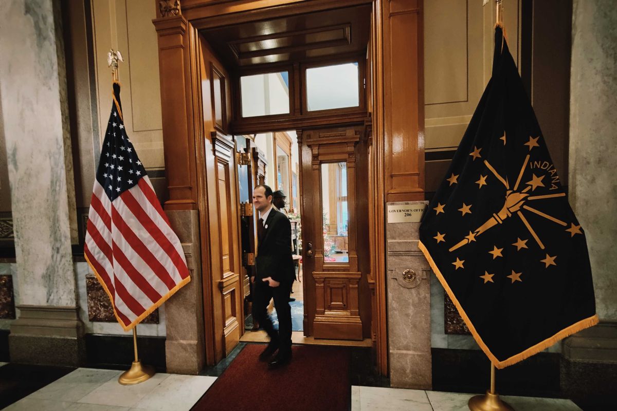 David Frank, president of the Indiana Abolition Coalition, after delivering a letter to Holcomb's office.