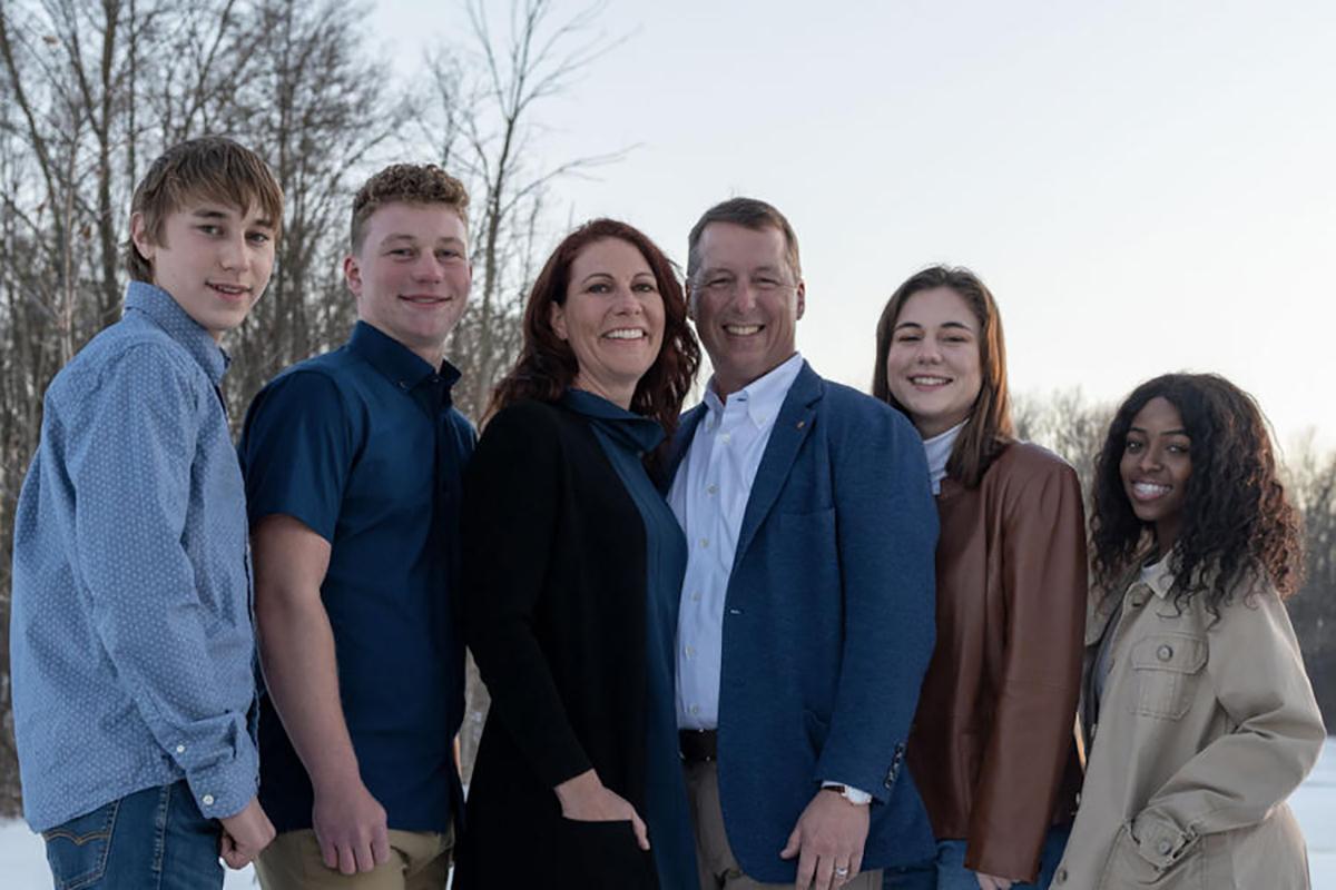 Eric Doden (center, with his family) became the first Republican to formally announce a bid for governor in 2024.