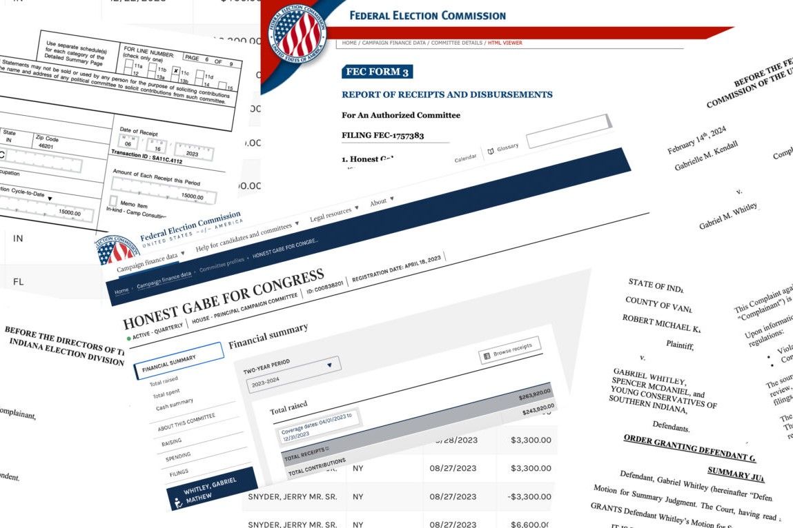 Complaints obtained by the Indiana Capital Chronicle accuse Gabe Whitley’s “Honest Gabe for Congress” committee of false campaign contributions and fraudulent finance reporting.