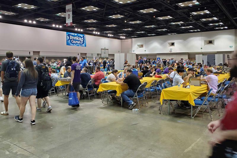Attendees play games at the 2019 Gen Con in Indianapolis Saturday, Aug. 3.