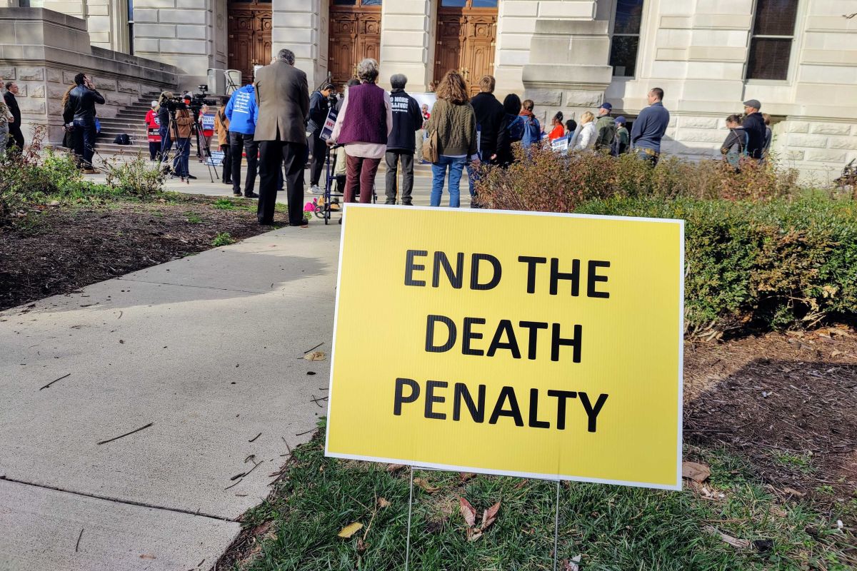 Faith leaders and others opposed to the death penalty spoke on the steps of the Indiana statehouse urging clemency for Joseph Corcoran