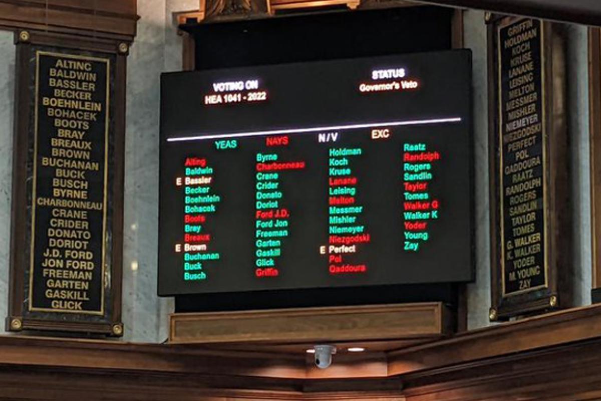 The Indiana Senate passes the veto override.
