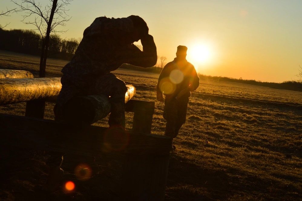 Indiana National Guard members navigate an obstacle course in Edinburgh