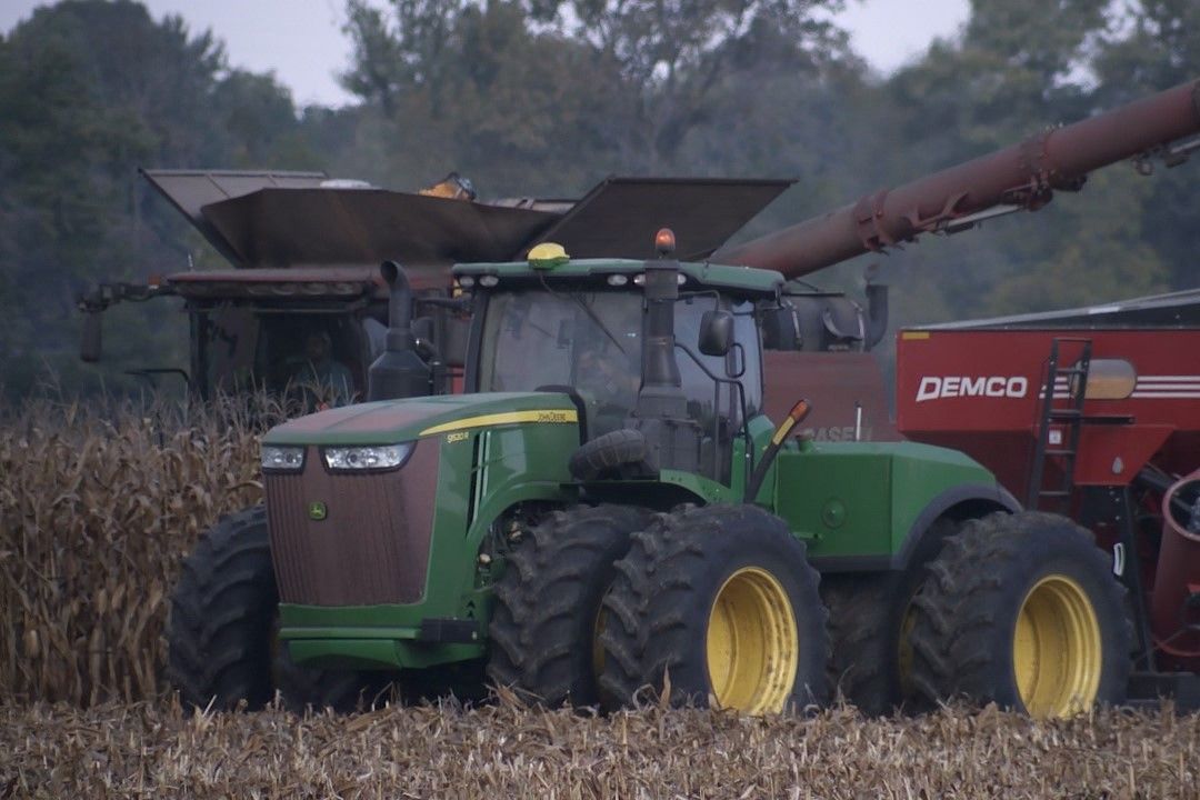 tractor harvesting