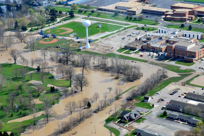 The city of Tipton during the flood of 2013.