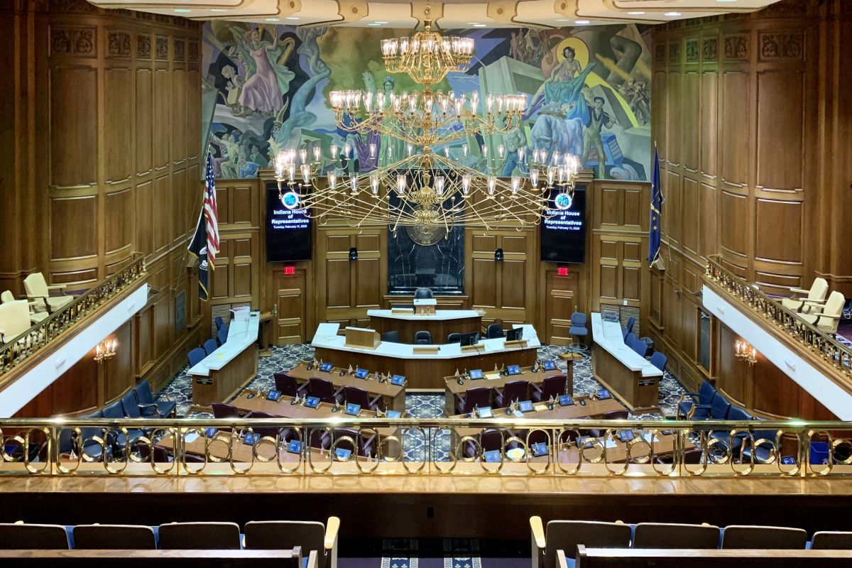 The Indiana House chamber, as seen from its rear balcony.