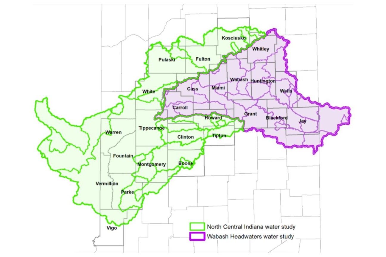 Wabash River watershed study map