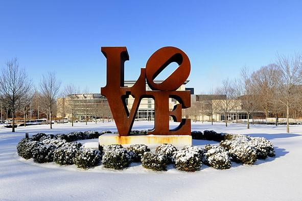 Robert Indiana's "Love" sculpture outside the Indianapolis Museum of Art.