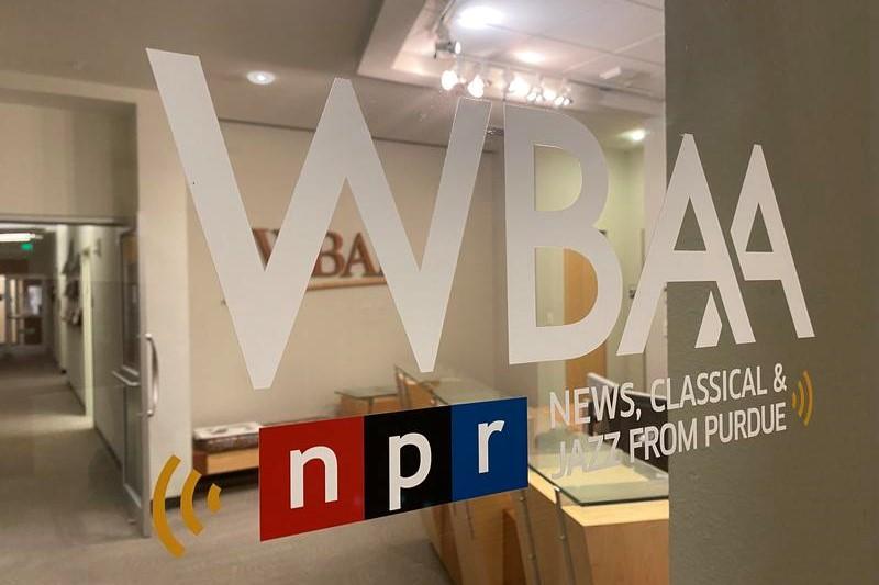 The outside of the WBAA newsroom at Purdue University.
