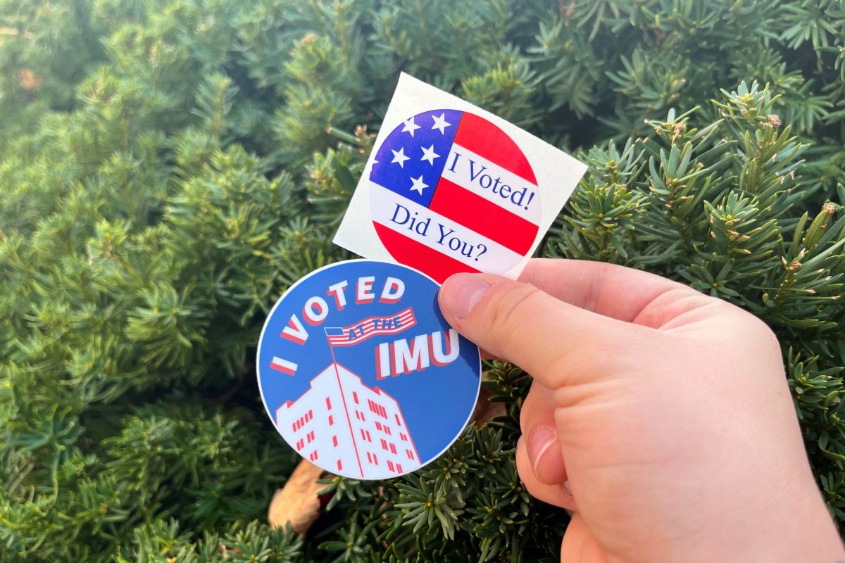 Indiana Memorial Union voting stickers 