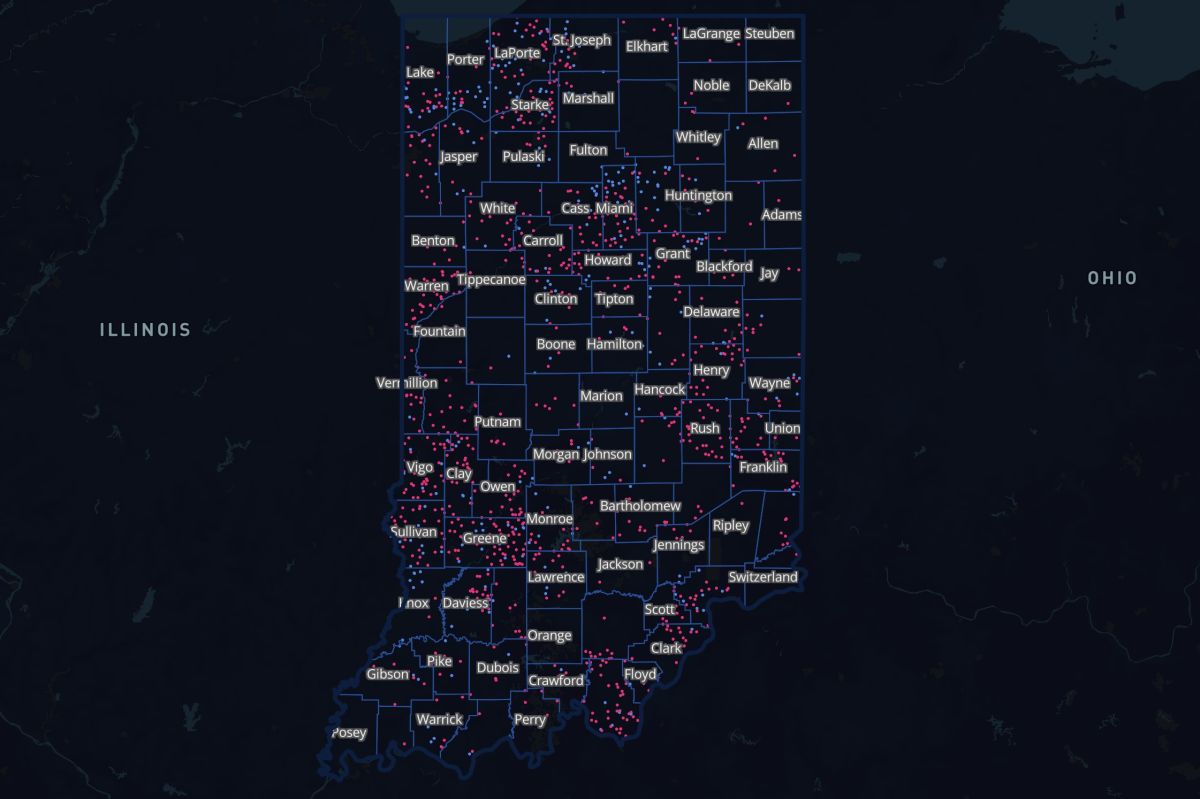 Indiana's broadband map