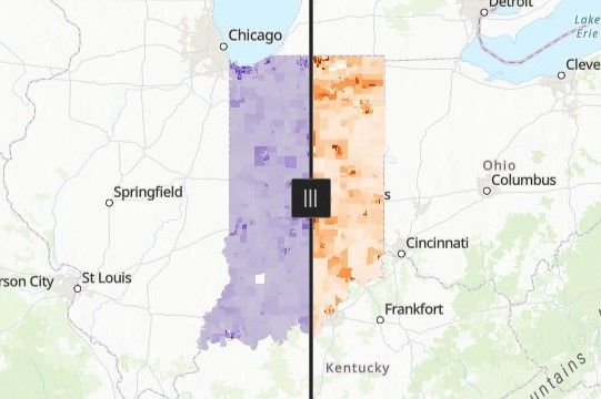 Total Eviction Filings (left) vs. Total Eviction Judgments (right) in Indiana.