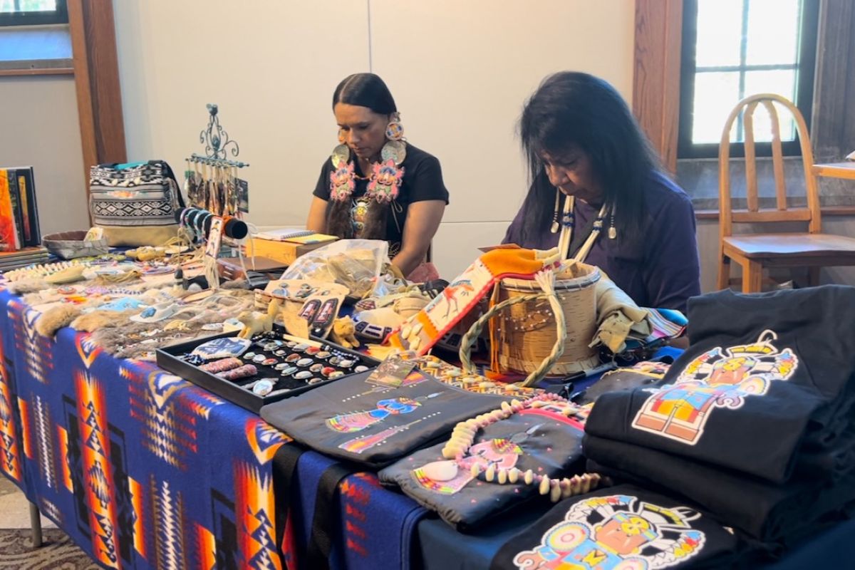 Native craft vendors set up at the IMU Starbucks stage to display and sell cultural crafts