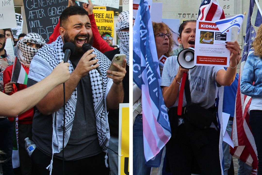 Groups gather at Palestine and Israel rallies in downtown Indianapolis.