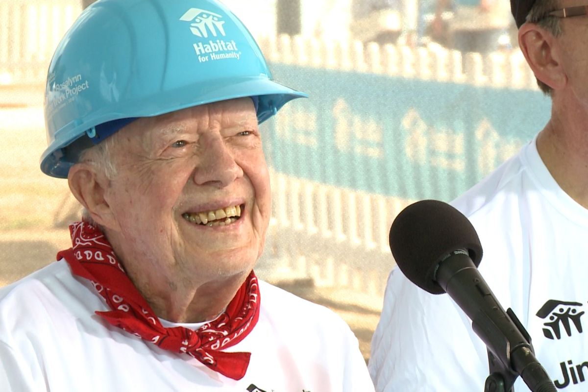 Jimmy Carter speaking at the 2018 Habitat for Humanity Carter Work Project in Mishawaka, Indiana.