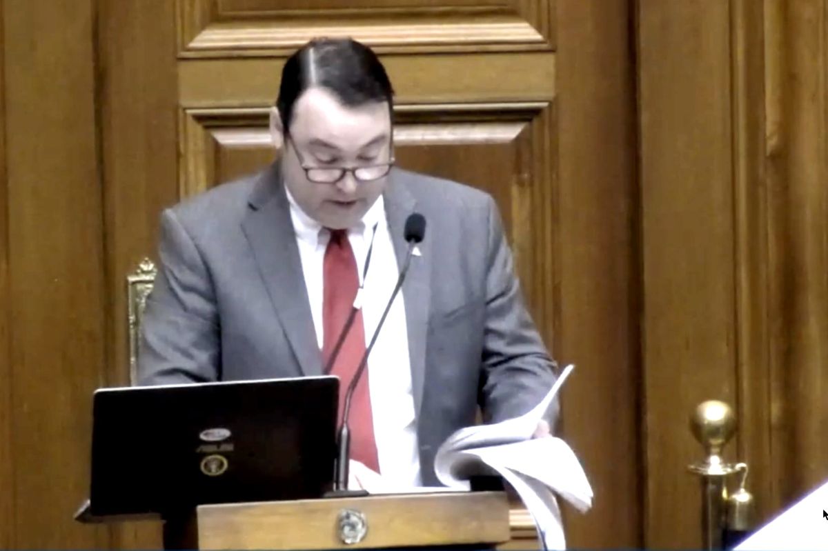 Joel Hand testified on House Bill 1002 on behalf of the American Federation of Teachers Indiana and the Indiana Coalition for Public Education Wednesday.