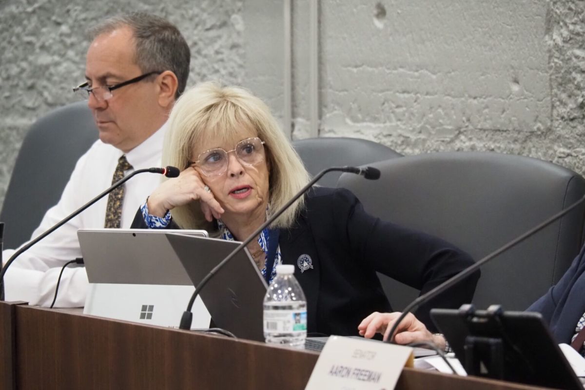 Sen. Liz Brown, R-Fort Wayne, asks a fellow committee member a question on March 11, 2025. 