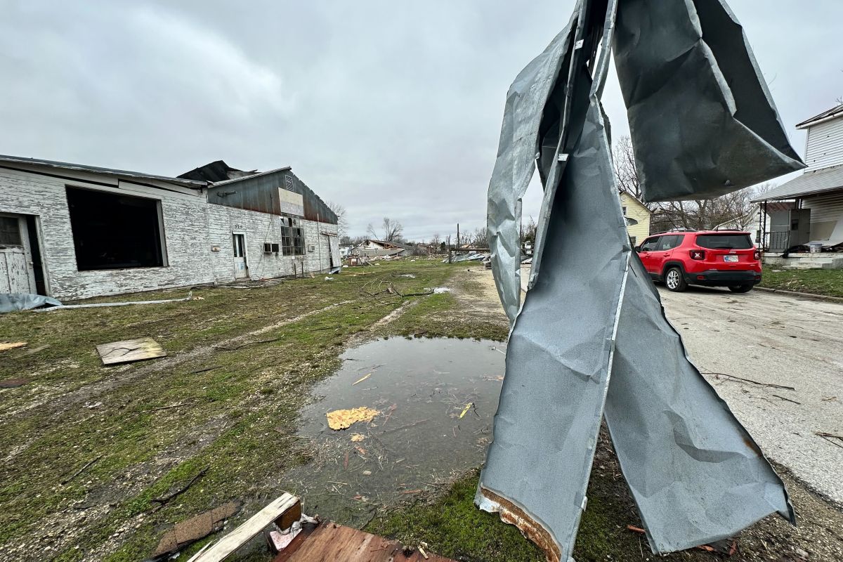 Winchester Ind. damage from tornado that swept through Thursday night, March 14, 2024.