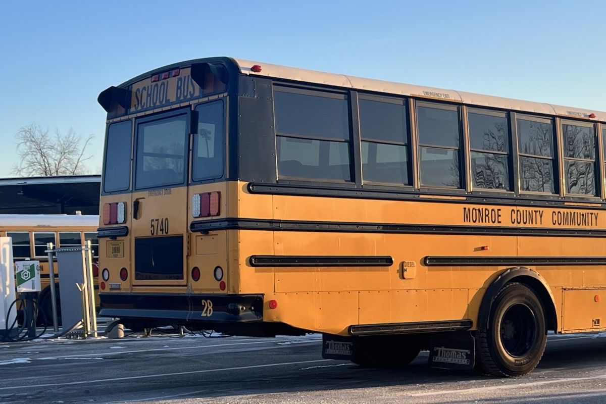 MCCSC school bus in the bus lot, taken Jan. 17, 2024.