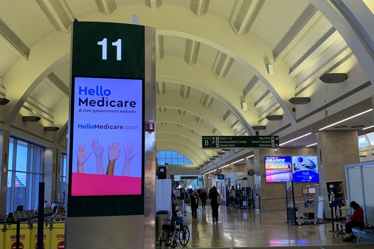 Medicare digital ad at an airport