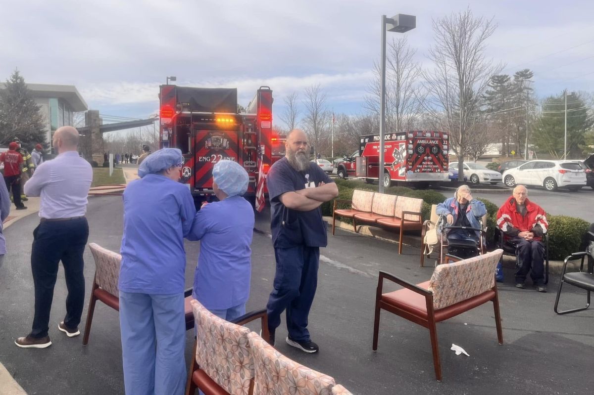 Patients and visitors were moved to a makeshift outdoor waiting area while the fire was put out.