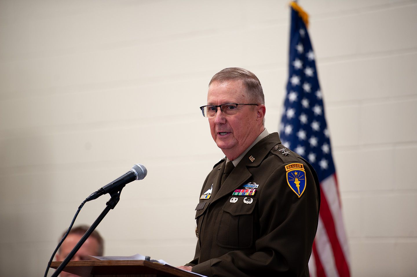 Indiana National Guard Adjutant General Maj. Gen. R. Dale Lyles speaks during the announcement of a partnership between the Indiana National Guard and PRUV Mobility on Friday, Oct. 13, 2023, at Camp Atterbury.