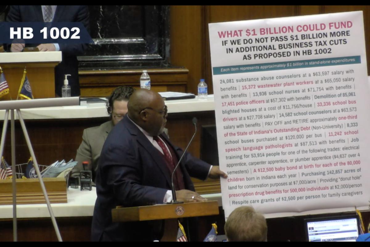 Rep. Greg Porter (D-Indianapolis) said there are better ways for Indiana government to spend $1 billion than on a tax cut and mostly helps businesses.
