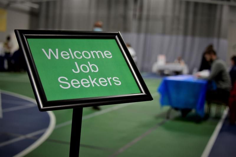 A sign welcomes job seekers to the "Second Chances Job Fair" in South Bend.