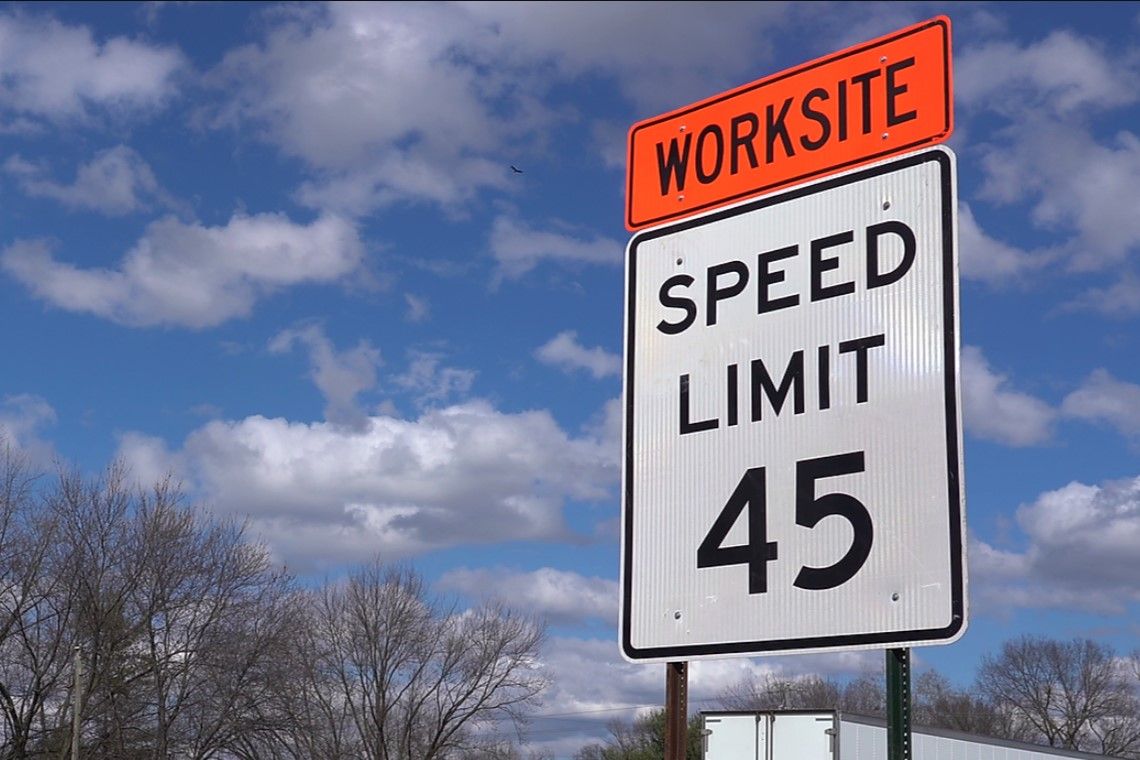 A 45 mile-per-hour speed at a construction worksite.