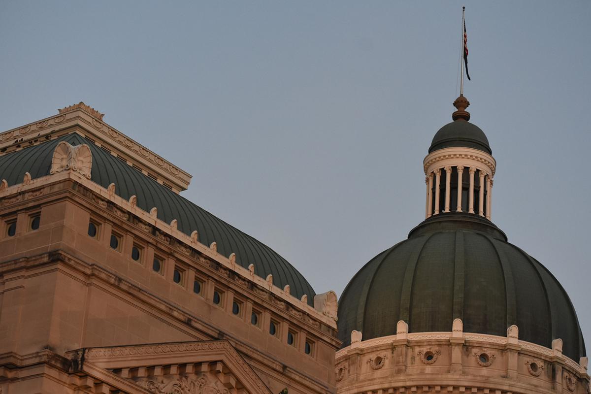 The Indiana Statehouse  dome.