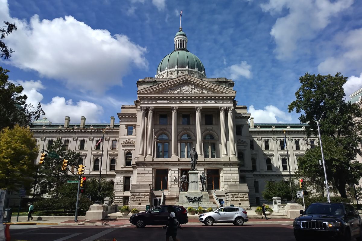 The Indiana Statehouse, taken during the summer