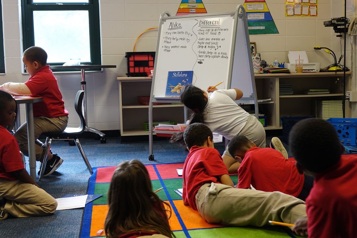 elementary students in a classroom